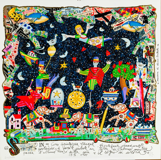 Sogno. In un circo dipinto da Chagall, gli elefanti danzano portando le parole rubate nei libri di Calvino mentre passa l'ultimo treno della sera ed il sogno si colora